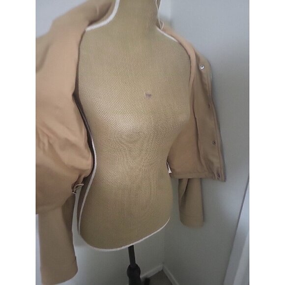 ♤Hostpick♤ Abercrombie Cropped Bomber Jacket Camel Color Size M Vegan Leather - Picture 11 of 16